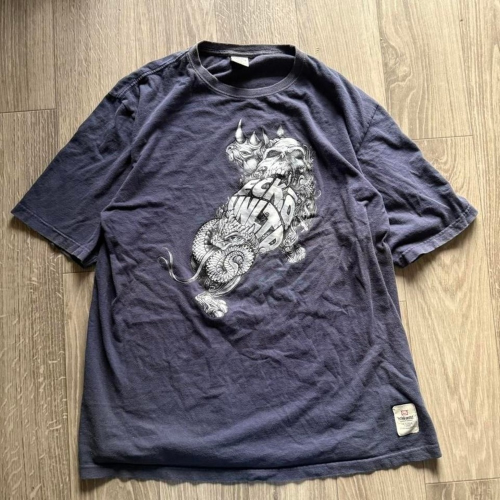 Ecko Unltd Graphic T-Shirt Men's XXL Navy Dragon Rhino Print Y2K Streetwear